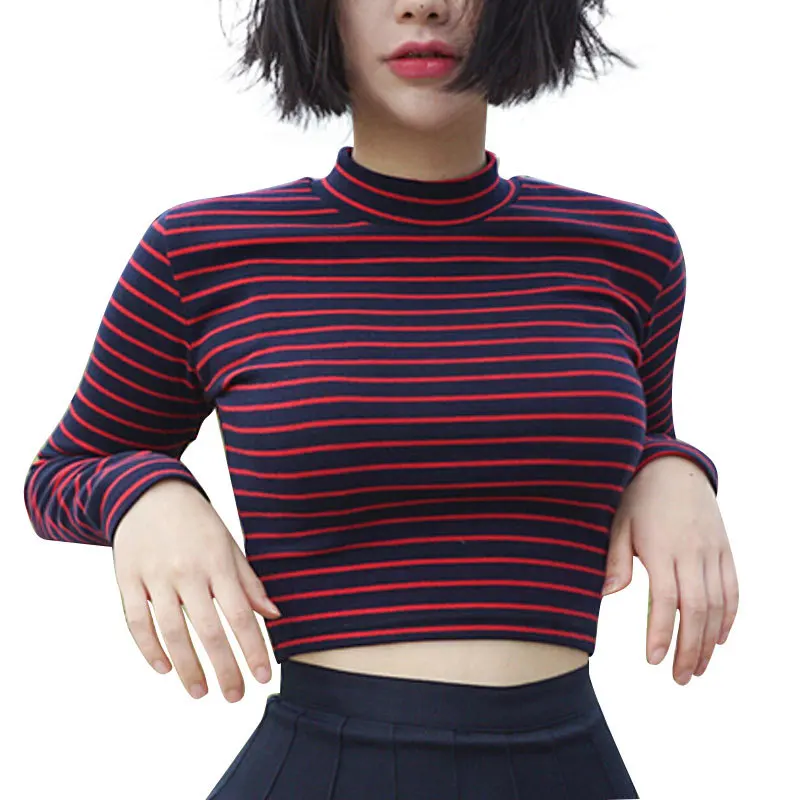 WW-1246 Stripes Show Hilum Cultivate One's Morality Short Half A Turtle Neck Long Sleeve Blouse Crop Corser Top Woman, Customized color
WW-1246 Stripes Show Hilum Cultivate One's Morality Short Half A Turtle Neck Long Sleeve Blouse Crop Corser Top Woman, Customized color