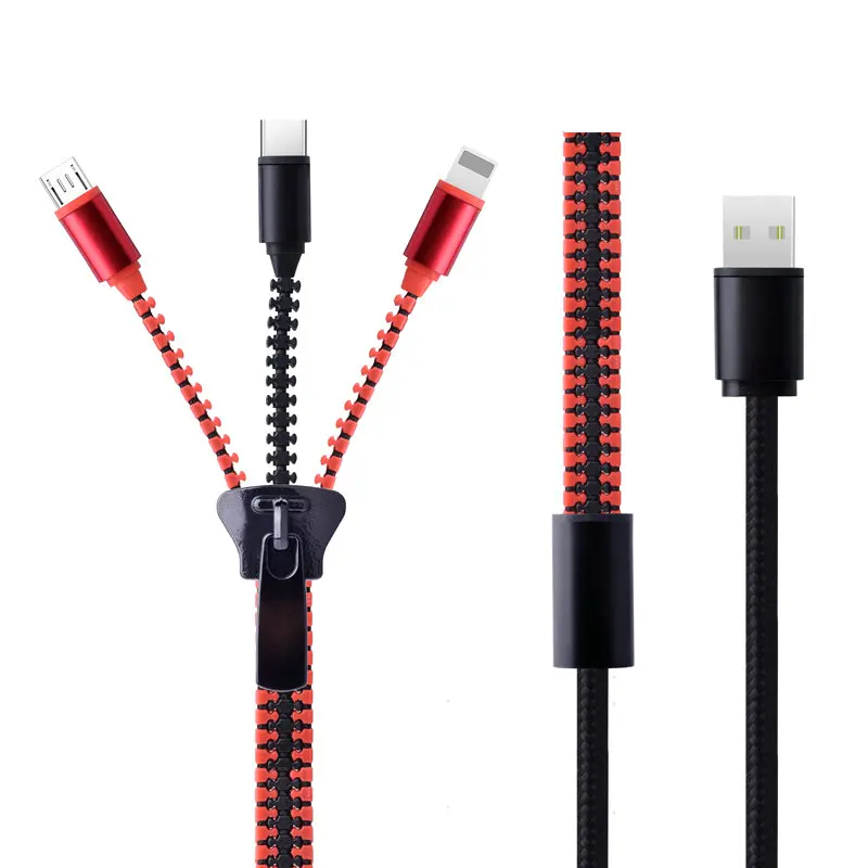 zipper 3 in 1 mini cable usb date micro magnetico nylon charger type c for android mobile phone, Mix color 
zipper 3 in 1 mini cable usb date micro magnetico nylon charger type c for android mobile phone, Mix color