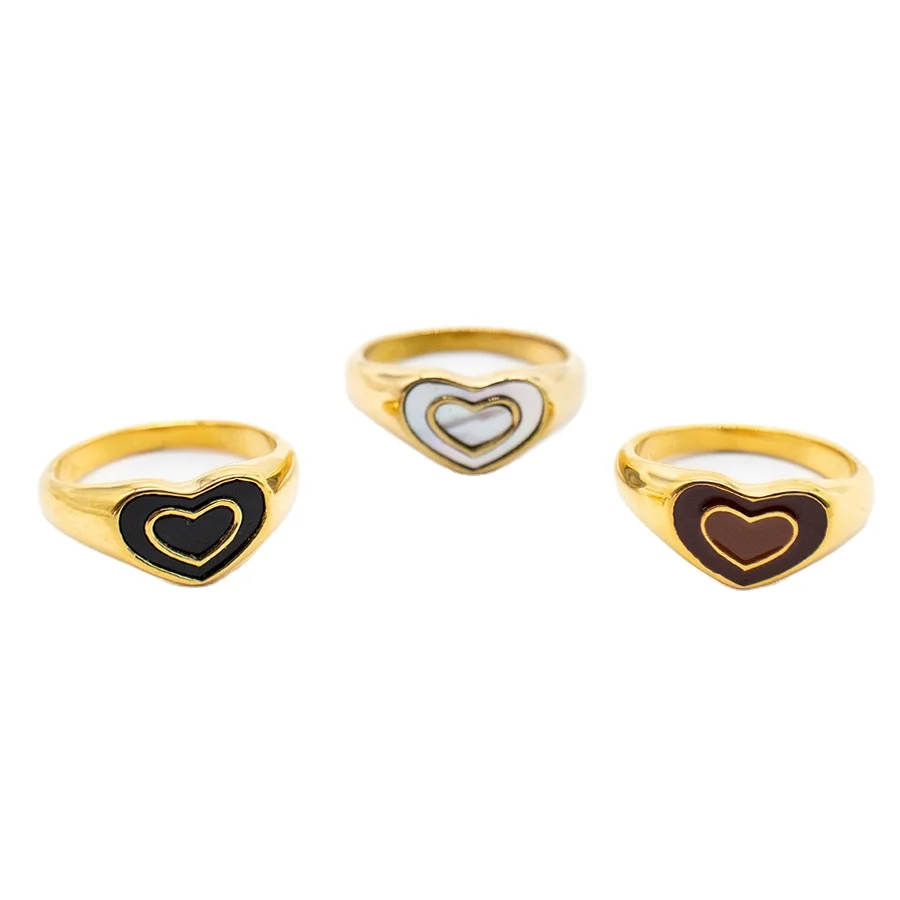 18k Gold Plated Stainless Steel Enamel Heart Shaped Rings Jewelry For Women, Picture shows
18k Gold Plated Stainless Steel Enamel Heart Shaped Rings Jewelry For Women, Picture shows