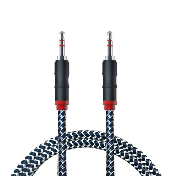 Aux Cable 10ft Nylon Fabric Braided 3.5mm Male to Male For Car Headphone, White black 
Aux Cable 10ft Nylon Fabric Braided 3.5mm Male to Male For Car Headphone, White black