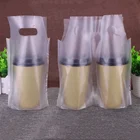 Disposable transparent double cup plastic beverage packing bag T-shirt drink pouch for coffee
