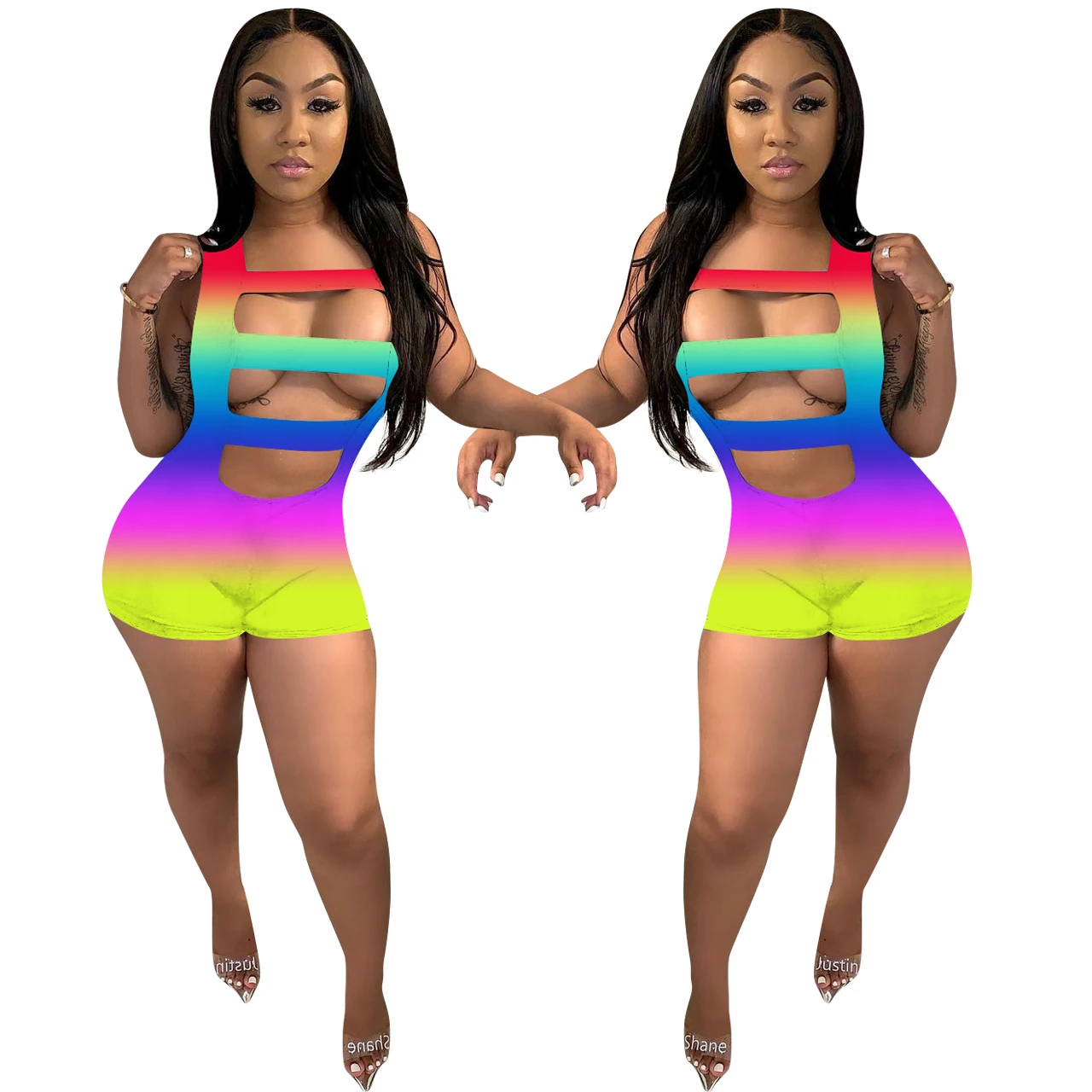 2021 Fashion Latest Design Striped Rainbow Print Ladies Sexy Sleeveless Short Bodycon Jumpsuit for Women Rompers Clubwear
2021 Fashion Latest Design Striped Rainbow Print Ladies Sexy Sleeveless Short Bodycon Jumpsuit for Women Rompers Clubwear