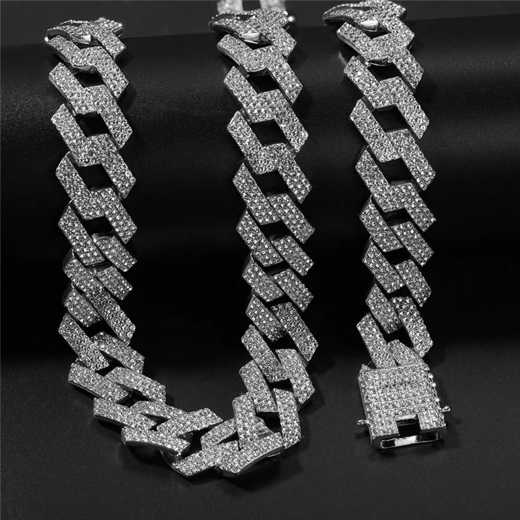 Hip Hop Silver Jewelry 13 20MM 18K Gold Plated 3 Row CZ Iced Out Cuban Link Chain Necklace Diamond Cuban Chain
Hip Hop Silver Jewelry 13 20MM 18K Gold Plated 3 Row CZ Iced Out Cuban Link Chain Necklace Diamond Cuban Chain