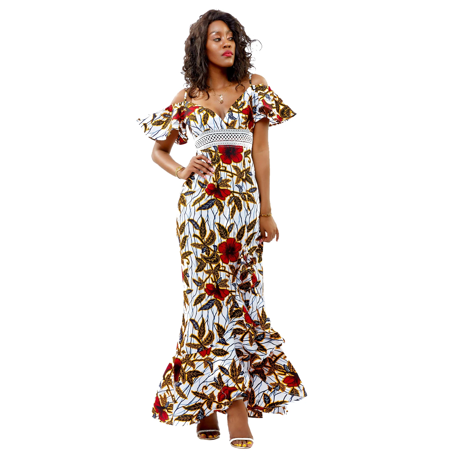 2021 Sexy style Print African women clothing v-neck ladies dresses pretty women dress with waistband, As pictures
2021 Sexy style Print African women clothing v-neck ladies dresses pretty women dress with waistband, As pictures
