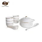 Porcelain Soup Bowl with Cover Ceramics Dinnerware Sets Tableware Bone China Dinner Set