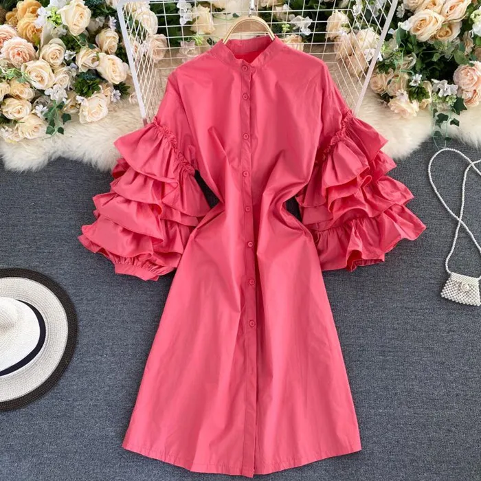 D1806 Korean Chic Solid Color Multi-layer Ruffles Dress Women Casual Shirt Dresses Clothing Wholesale
D1806 Korean Chic Solid Color Multi-layer Ruffles Dress Women Casual Shirt Dresses Clothing Wholesale