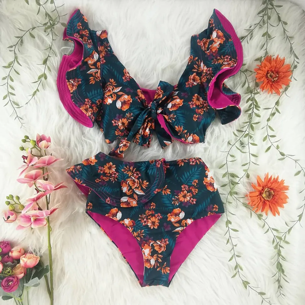 F30349A 2021 New Fashion Ruffle Swimwear Flora Bikini Set Hollow Out Swimsuit Bathing Suit, As picture
F30349A 2021 New Fashion Ruffle Swimwear Flora Bikini Set Hollow Out Swimsuit Bathing Suit, As picture