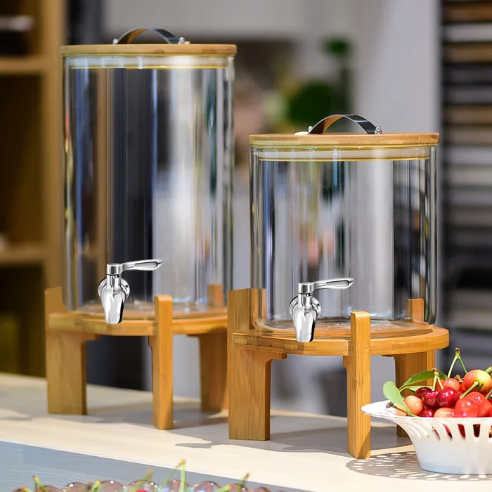 5/7L Borosilicate Glass Drink Dispenser, Glass Dispenser with Spigots and Wood Base
5/7L Borosilicate Glass Drink Dispenser, Glass Dispenser with Spigots and Wood Base