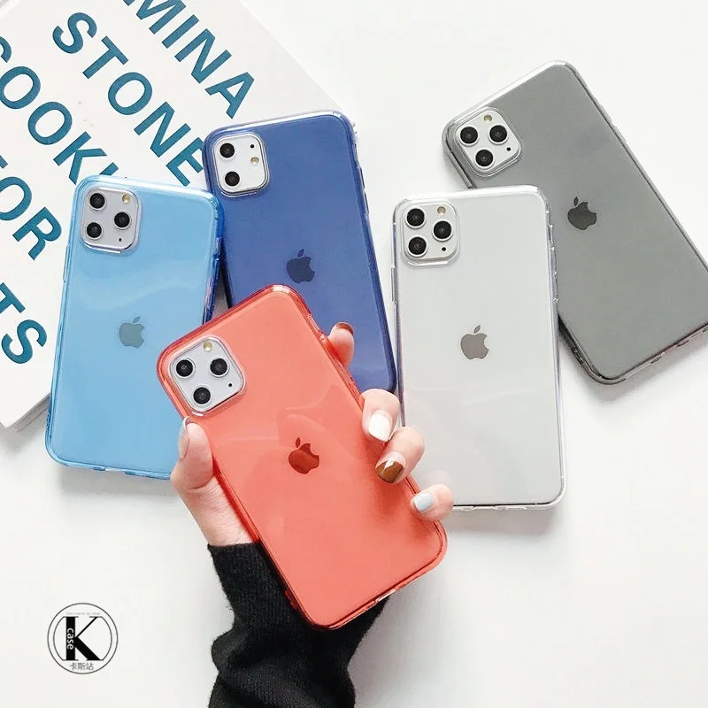 Transparent Colours TPU Phone Case For iPhone 11/12/X/XSMAX/XR/6/7/8Plus Silicone  Ultra Thin TPU Mobile phone Back Cover