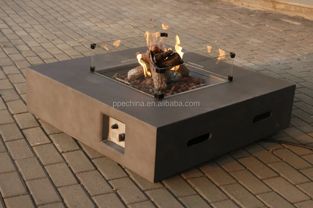 Courtyard Gas Fireplace Really Burning fire Gas Outdoor Stone Terrace