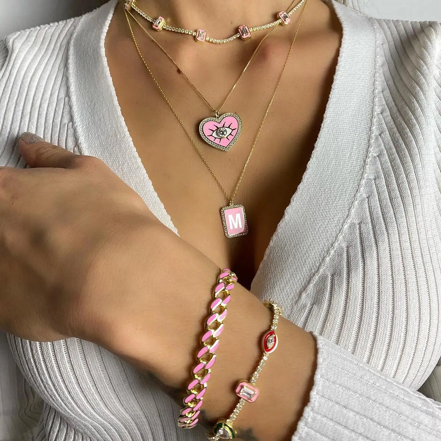 hiphop new arrived heart eye charm tennis chain bracelet european jewelry, White pink red
hiphop new arrived heart eye charm tennis chain bracelet european jewelry, White pink red