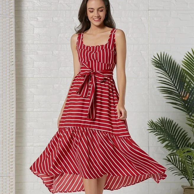 2020 new arrivals summer collection bohemian spaghetti strap waist tie style striped women long casual dresses
2020 new arrivals summer collection bohemian spaghetti strap waist tie style striped women long casual dresses