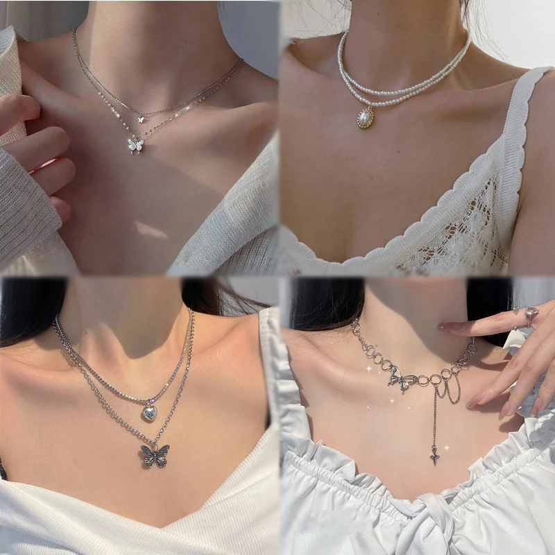 Korean Butterfly Heart Pendant Necklaces Asymmetrical Metal Pearl Choker Necklace Party Jewelry Accessories Gift
Korean Butterfly Heart Pendant Necklaces Asymmetrical Metal Pearl Choker Necklace Party Jewelry Accessories Gift