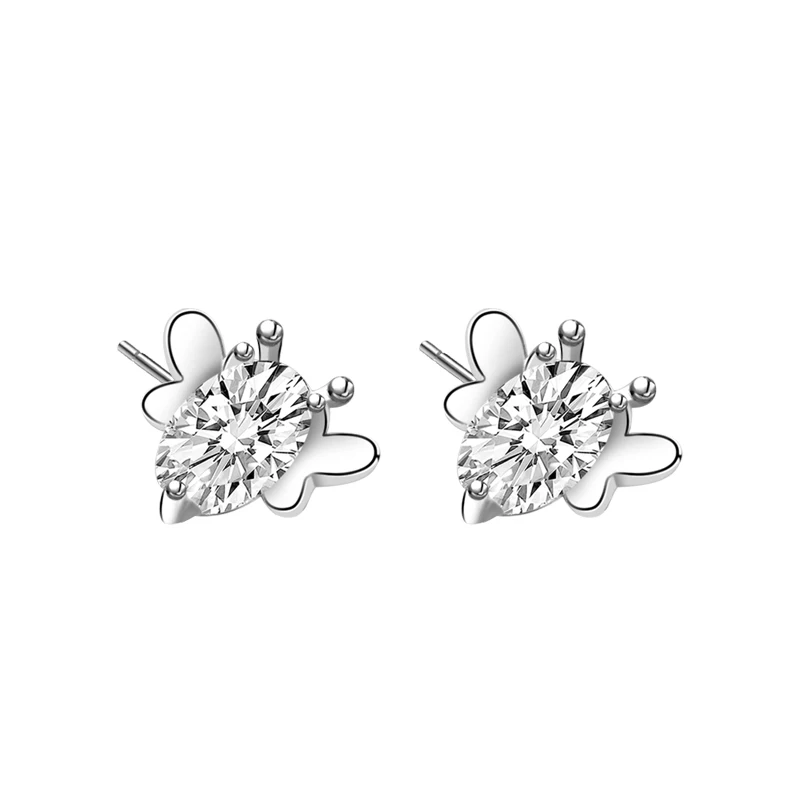 Girls Cute Jewelry Silver 925 Minimalist design Zircon Stud Earrings Butterfly, White
Girls Cute Jewelry Silver 925 Minimalist design Zircon Stud Earrings Butterfly, White