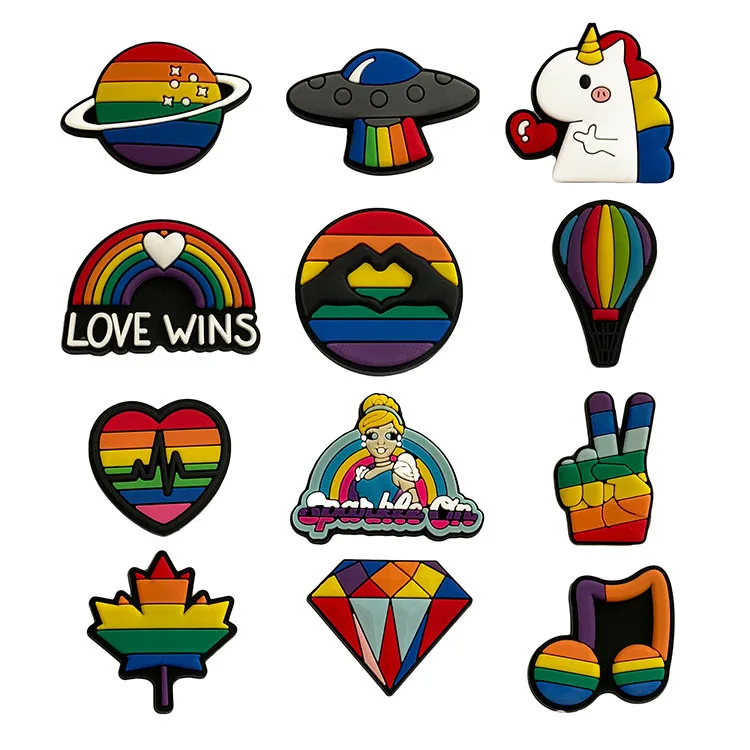rainbow love wins custom pvc clog croc charms accessories sandals clog buttons decoration wholesale custom logo, As picture
rainbow love wins custom pvc clog croc charms accessories sandals clog buttons decoration wholesale custom logo, As picture