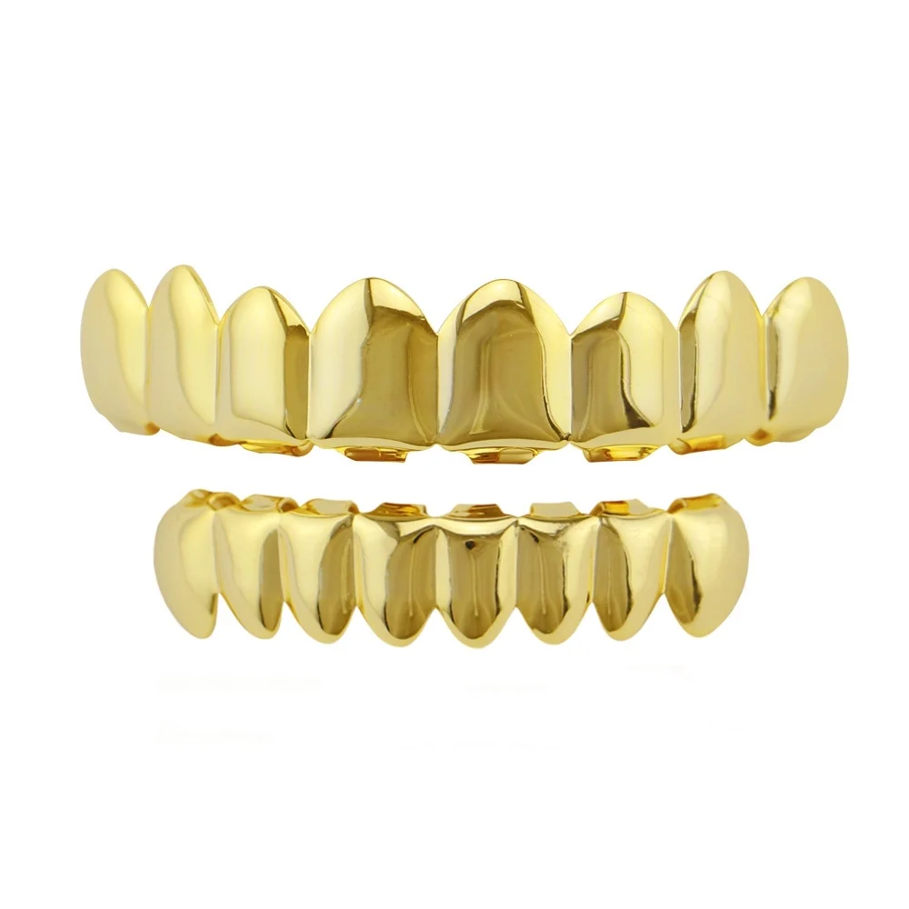 

Top & Bottom Tooth Grillz Dental Halloween Cosplay Vampire Teeth Braces Hiphop Punk Gold Teeth Grills, Customized color