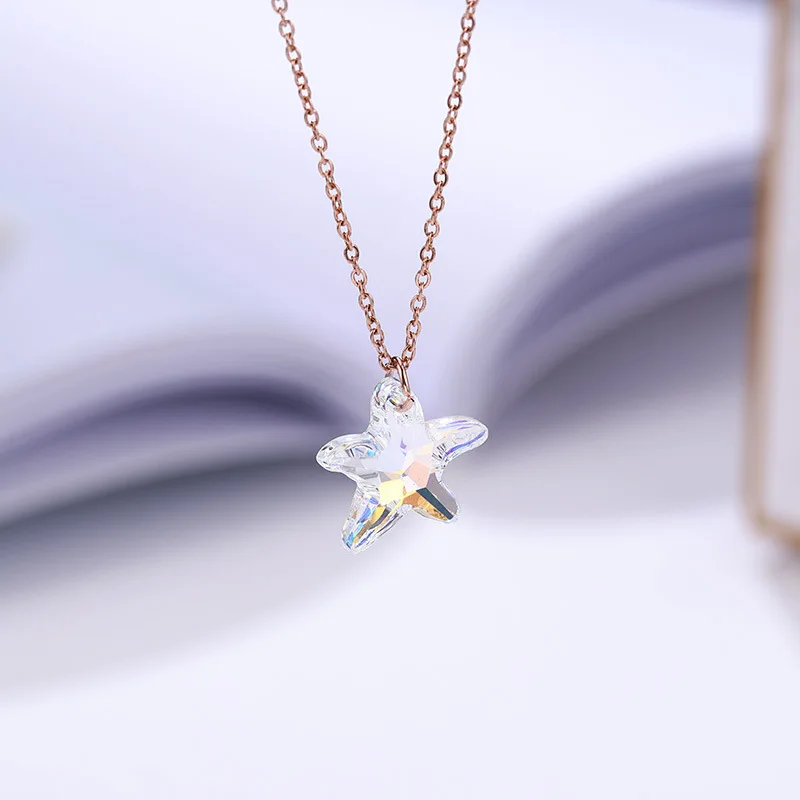Personalized Crystal Necklace Stainless Steel Chain Colorful Starfish Pendant Star Necklace Women Fashion Jewelry, As picture
Personalized Crystal Necklace Stainless Steel Chain Colorful Starfish Pendant Star Necklace Women Fashion Jewelry, As picture