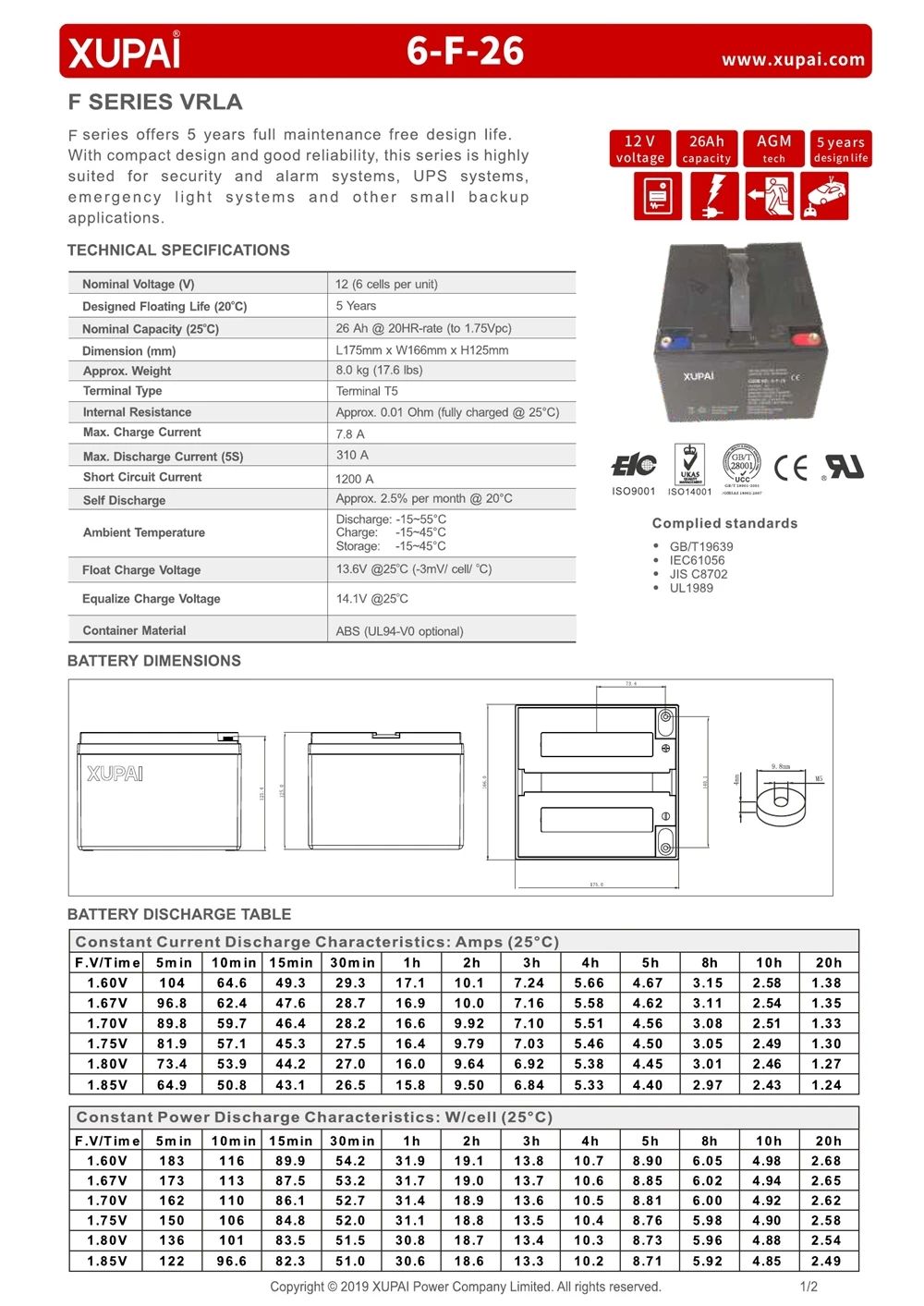 6-F-26 1 ups battery