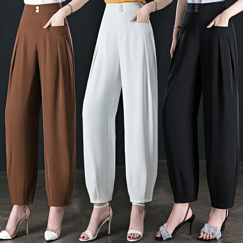 S-5XL harem pants women's summer high waist drape ice silk bloomers new loose casual pants ladies slim radish pants
S-5XL harem pants women's summer high waist drape ice silk bloomers new loose casual pants ladies slim radish pants