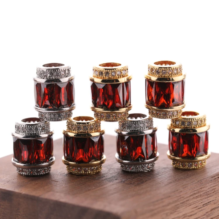 Gold and Silver Plated Red Square Zircon Copper Cylinder Bead Pendant for Necklace Making
Gold and Silver Plated Red Square Zircon Copper Cylinder Bead Pendant for Necklace Making