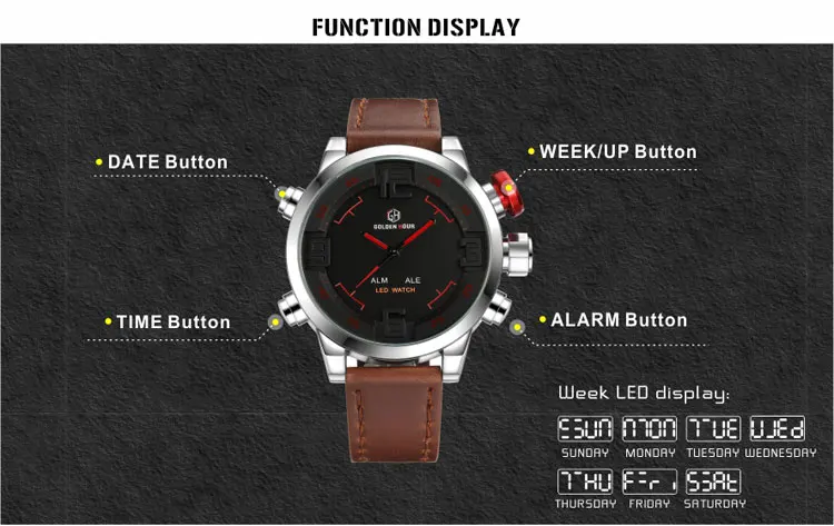 Electronic waterproof watch mens luxury  fashion  leisure watch led  sport quartz watch