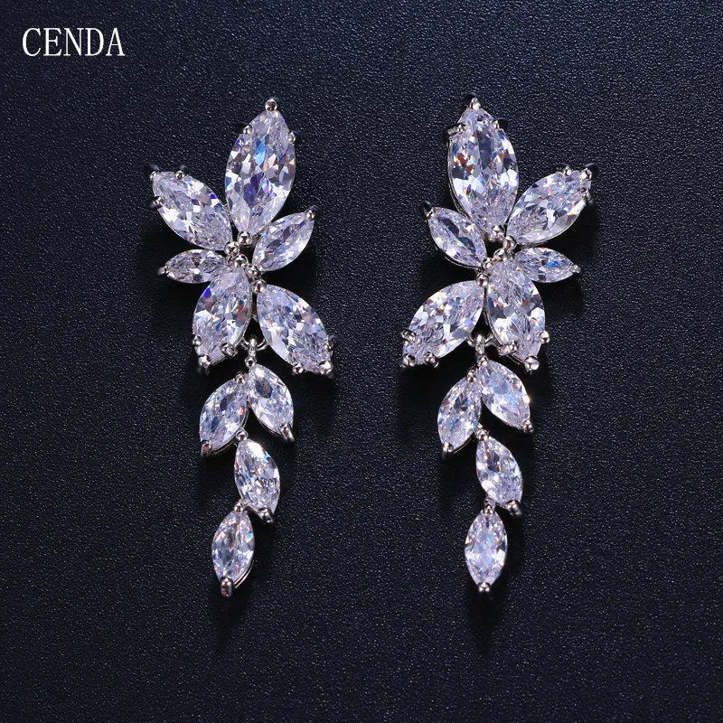 Cenda Leaf Zircon Drop Earrings for Women White Gold Color Crystal Wedding Earrings Bride Jewelry
Cenda Leaf Zircon Drop Earrings for Women White Gold Color Crystal Wedding Earrings Bride Jewelry