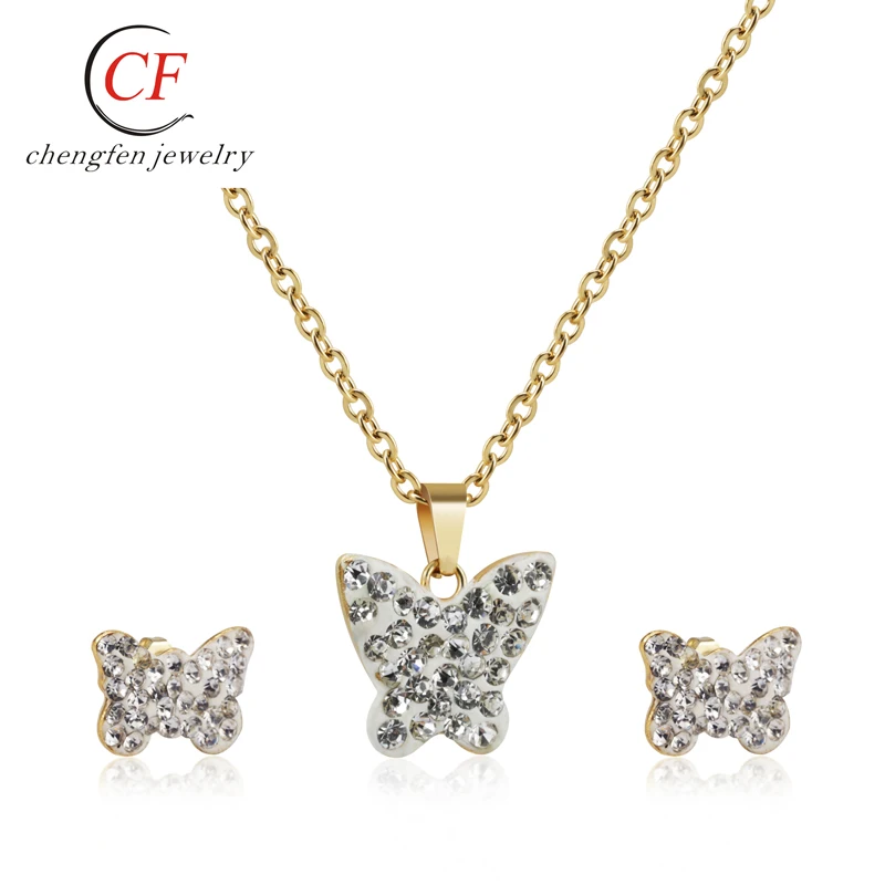 New Fashion Zircon cz Butterfly stainless steel Pendant NecklaceRhinestone Women Crystal Diamond Earrings Jewelry Set
New Fashion Zircon cz Butterfly stainless steel Pendant NecklaceRhinestone Women Crystal Diamond Earrings Jewelry Set