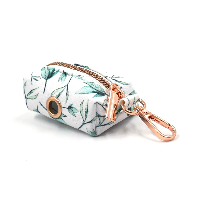 Cute design printing leaf pattern cotton fabric poop bag dispenser dog collar leash with poop bag holder, Colorful
Cute design printing leaf pattern cotton fabric poop bag dispenser dog collar leash with poop bag holder, Colorful