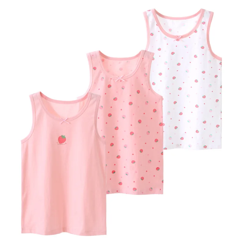 

2021 hot sale 3 pcs set summer kids cotton tank top undershirt fashion boys girls vest, As the picture show