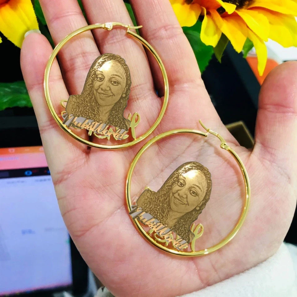 2021 Trendy Women Laser Photo NamePlate Pendants Custom Personalized Photo Picture Nameplate Charm Earrings for Birthday Gifts, Gold,silver
2021 Trendy Women Laser Photo NamePlate Pendants Custom Personalized Photo Picture Nameplate Charm Earrings for Birthday Gifts, Gold,silver