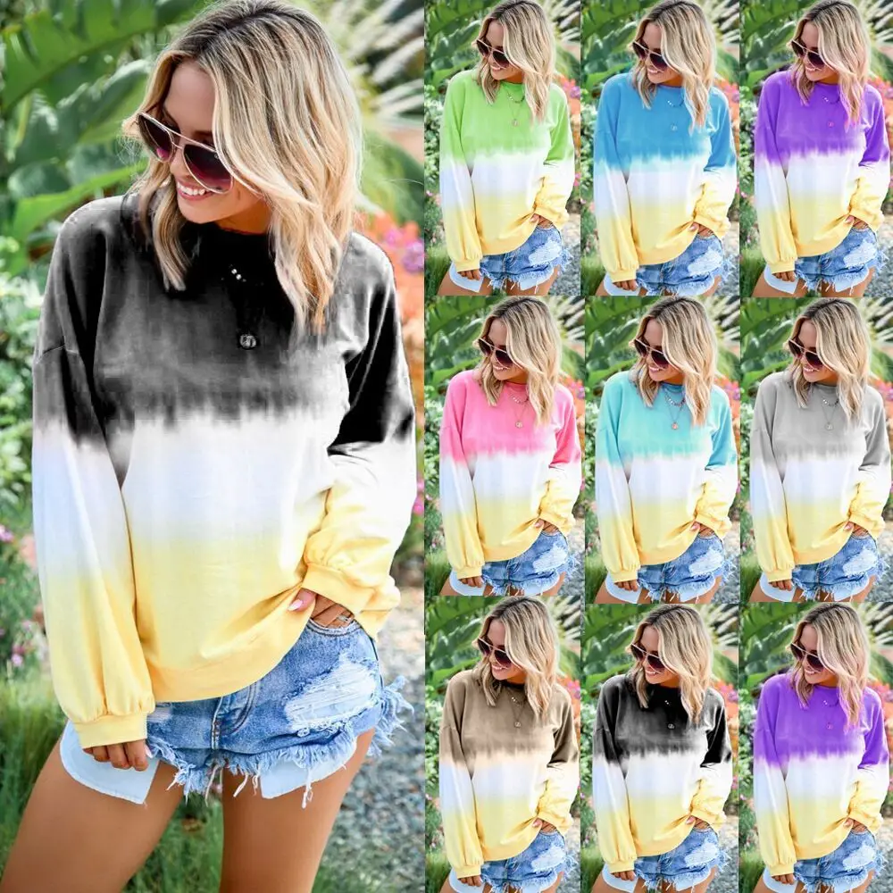 Wholesale Autumn Women Rainbow Gradient Print Long Sleeve Crew Neck Sweatshirt, Multicoloured
Wholesale Autumn Women Rainbow Gradient Print Long Sleeve Crew Neck Sweatshirt, Multicoloured