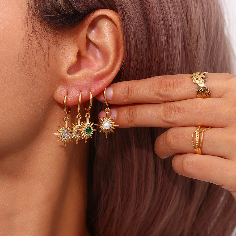 18K Gold Plated Jewelry CZ Star Drop Huggie Earrings Stainless Steel Cubic Zircon Dangle Hoop Earring Women Christmas Gift Party
18K Gold Plated Jewelry CZ Star Drop Huggie Earrings Stainless Steel Cubic Zircon Dangle Hoop Earring Women Christmas Gift Party