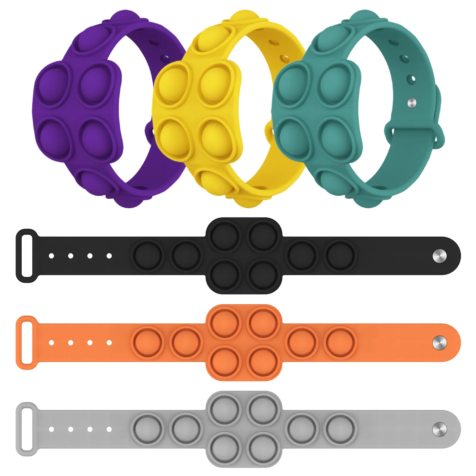 2021 New Wearable Stress Relief Silicone Push It Wristband Pop It Fidget Toy Bracelet
2021 New Wearable Stress Relief Silicone Push It Wristband Pop It Fidget Toy Bracelet
