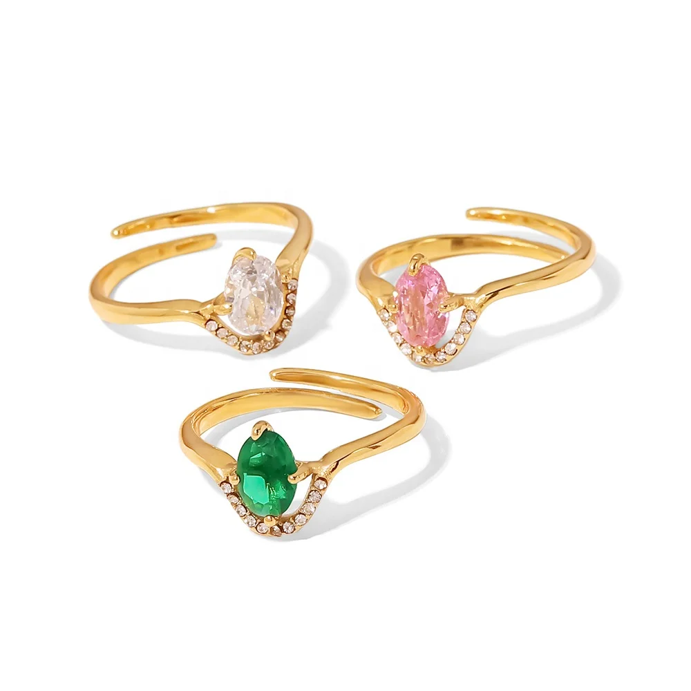 18K Gold Plated Stainless Steel Dainty Multi-Color Cubic Zirconia Stacking Adjustable Rings
18K Gold Plated Stainless Steel Dainty Multi-Color Cubic Zirconia Stacking Adjustable Rings