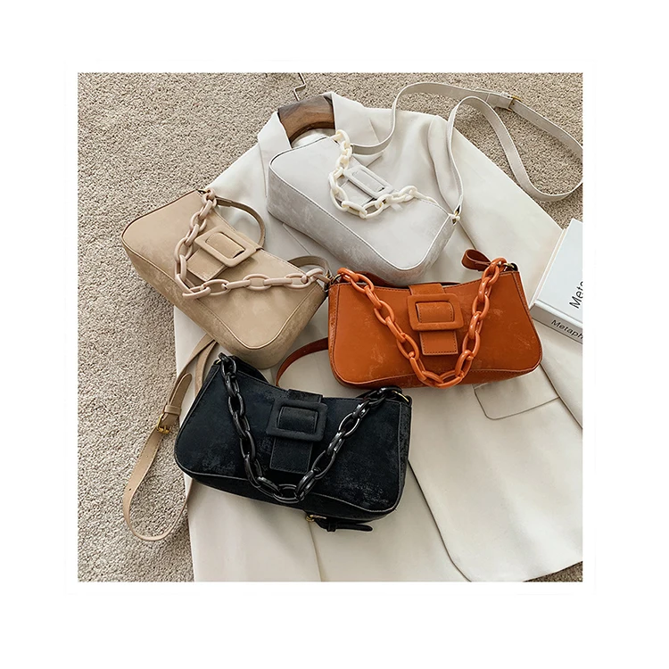 Vintage Suede Leather Bag Textured Small Square Buckle Shoulder Bags Women Acrylic Chain Handbag Frosted Armpit Purses
Vintage Suede Leather Bag Textured Small Square Buckle Shoulder Bags Women Acrylic Chain Handbag Frosted Armpit Purses