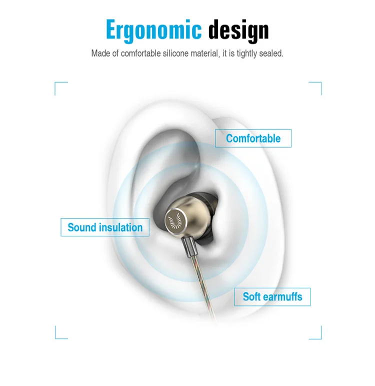 Hot Sale HM7 Mobile Metal Wired Earphones Headphones for Music - ANKUX.COM