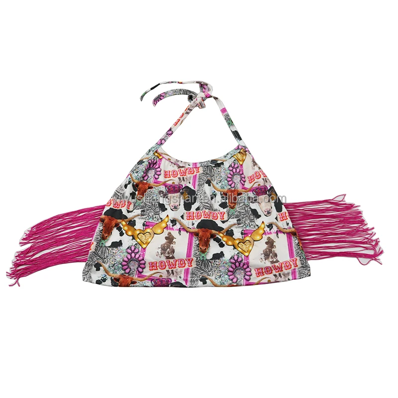 High Quality Kids Girl Western Style Cow HOWDY Printed Halter Tops Baby Girls Swing Tops With Fringed, As picture
High Quality Kids Girl Western Style Cow HOWDY Printed Halter Tops Baby Girls Swing Tops With Fringed, As picture