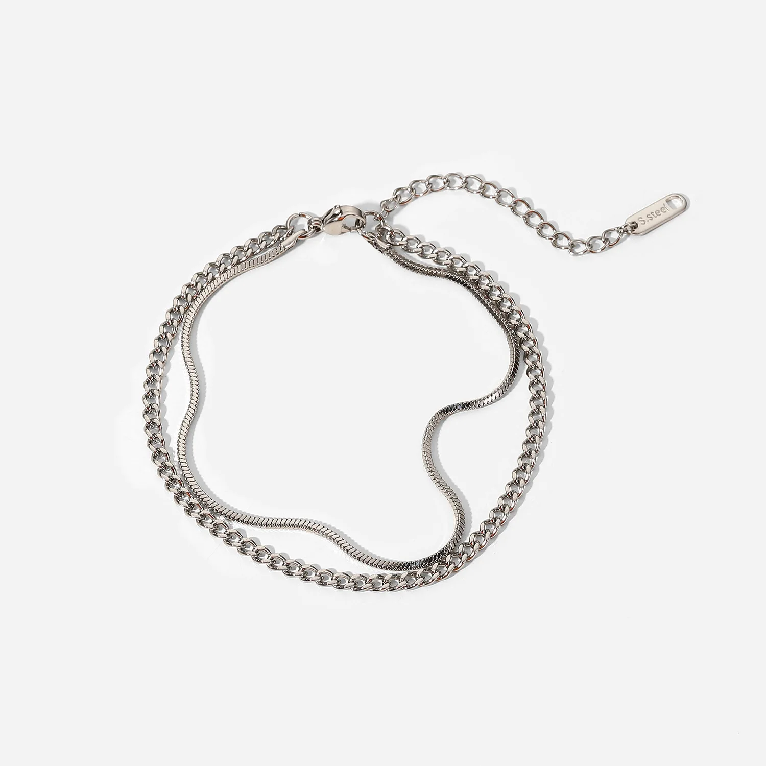 Stylish Men's Cartilage Snake Chain Stainless Steel Cuban Chain Bracelet Simple Double Titanium Steel Bracelet For Men
Stylish Men's Cartilage Snake Chain Stainless Steel Cuban Chain Bracelet Simple Double Titanium Steel Bracelet For Men