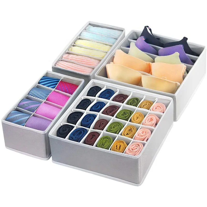 4 Pcs Foldable Drawer Organizer, Desk Closet Organizer and Storage Drawer Dividers for Underwear Bra Socks(Grey)
4 Pcs Foldable Drawer Organizer, Desk Closet Organizer and Storage Drawer Dividers for Underwear Bra Socks(Grey)