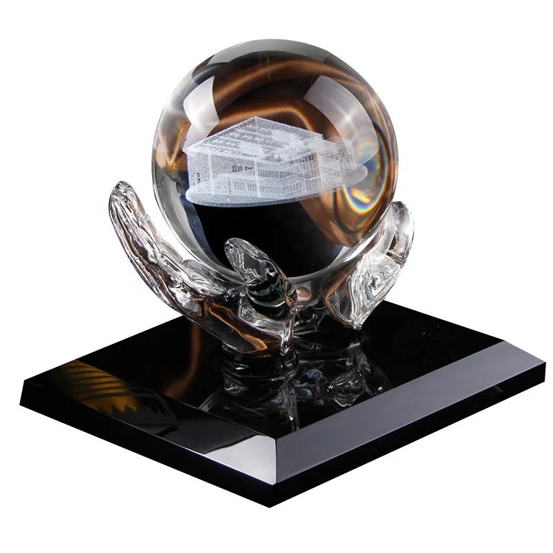 Crystal trophy custom 3D laser engraving crystal globe award trophy