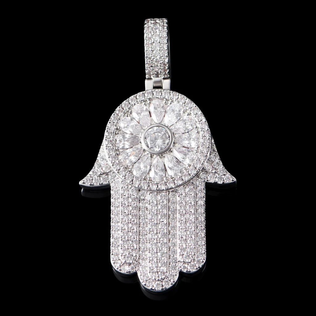 5A cubic zirconia cz hamsa hand pendant iced out bling tennis chain rope chain hip hop men fatima's hand necklace, Silver
5A cubic zirconia cz hamsa hand pendant iced out bling tennis chain rope chain hip hop men fatima's hand necklace, Silver