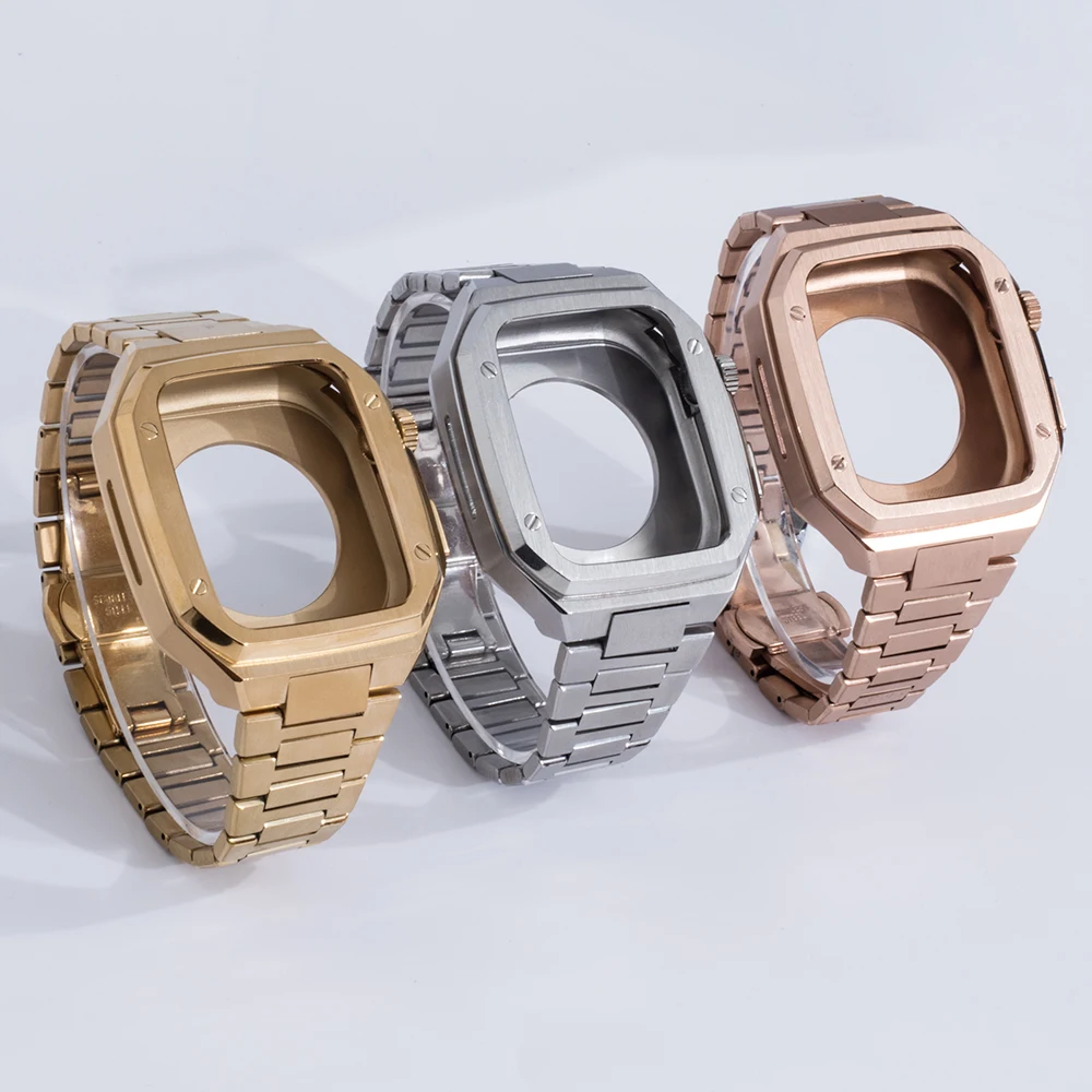Luxury watch strap for Apple Watch Band 44mm Series7/4/5/6/SE with Case 45mm Stainless Steel iWatch Bands with Protective Cover
Luxury watch strap for Apple Watch Band 44mm Series7/4/5/6/SE with Case 45mm Stainless Steel iWatch Bands with Protective Cover