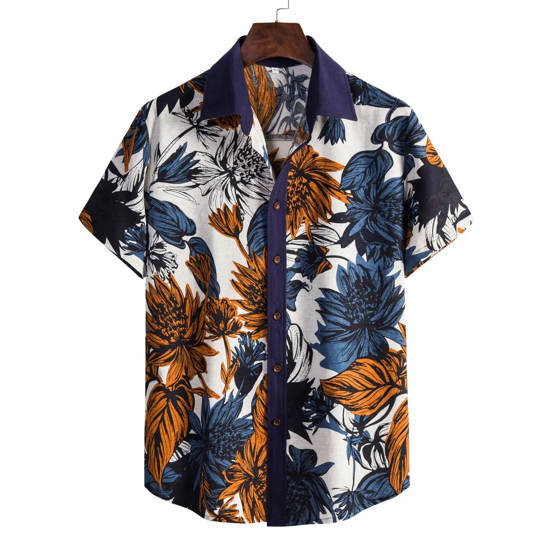Men's fashion new lapel short sleeve ethnic style series printed shirt temperament commuting
Men's fashion new lapel short sleeve ethnic style series printed shirt temperament commuting