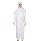 Disposable Coveralls Chemical Protective Suit Elastic at Cuffs Ankles Hood and Waist Zip Front Serged Seams