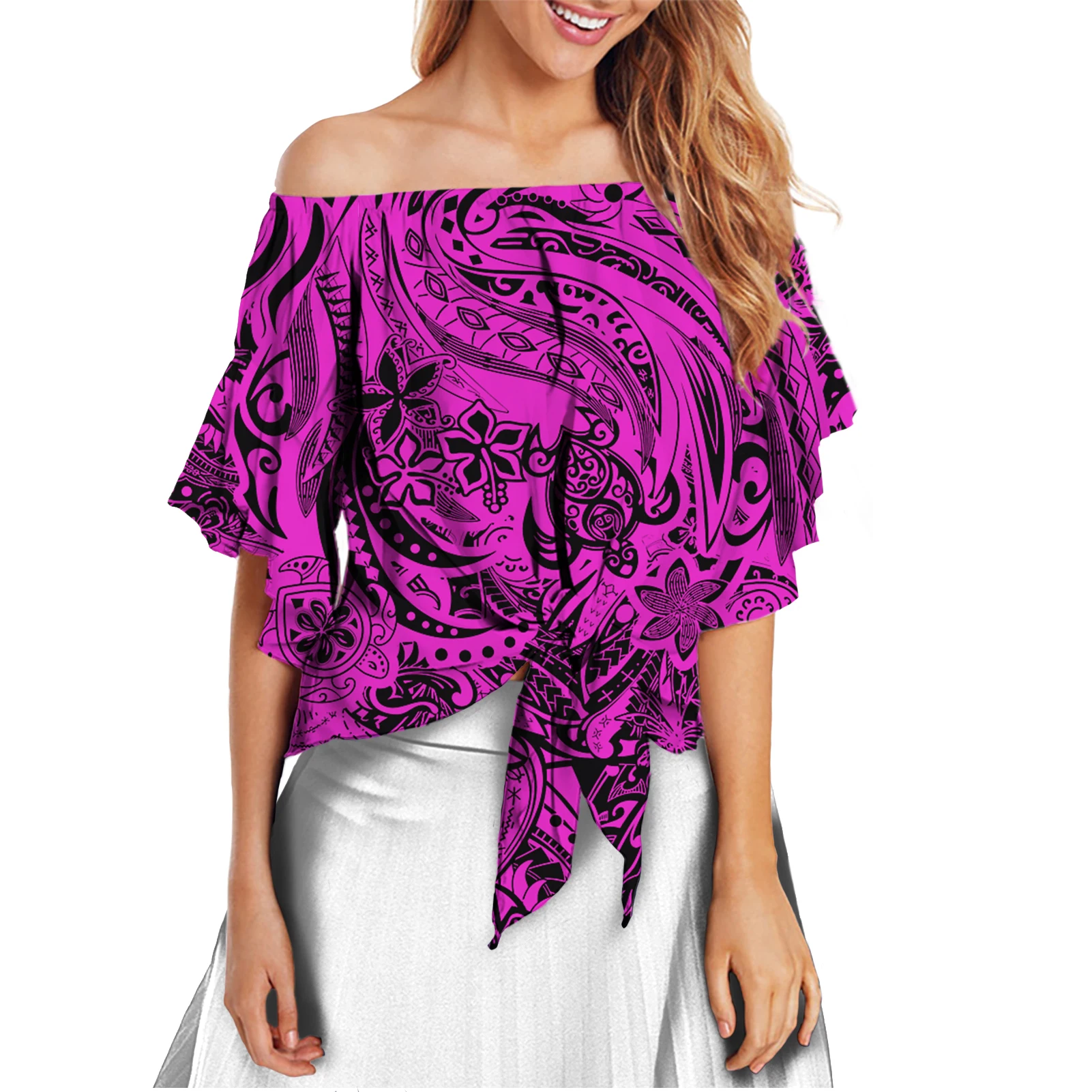 Customize Polynesian Tribal Sea Turtle Print Women Blouses Fashion Elegant Ladies Off The Shoulder Tops Shirt Short Sleeve
Customize Polynesian Tribal Sea Turtle Print Women Blouses Fashion Elegant Ladies Off The Shoulder Tops Shirt Short Sleeve