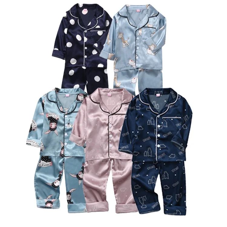 Fashion solid print long sleeve silk satin sleepwear children's boys girls cartoon kids pajamas wholesale
Fashion solid print long sleeve silk satin sleepwear children's boys girls cartoon kids pajamas wholesale
