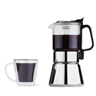 Promotional Italian Espresso Coffee Maker Machine High Borosilicate Glass Moka Pot
