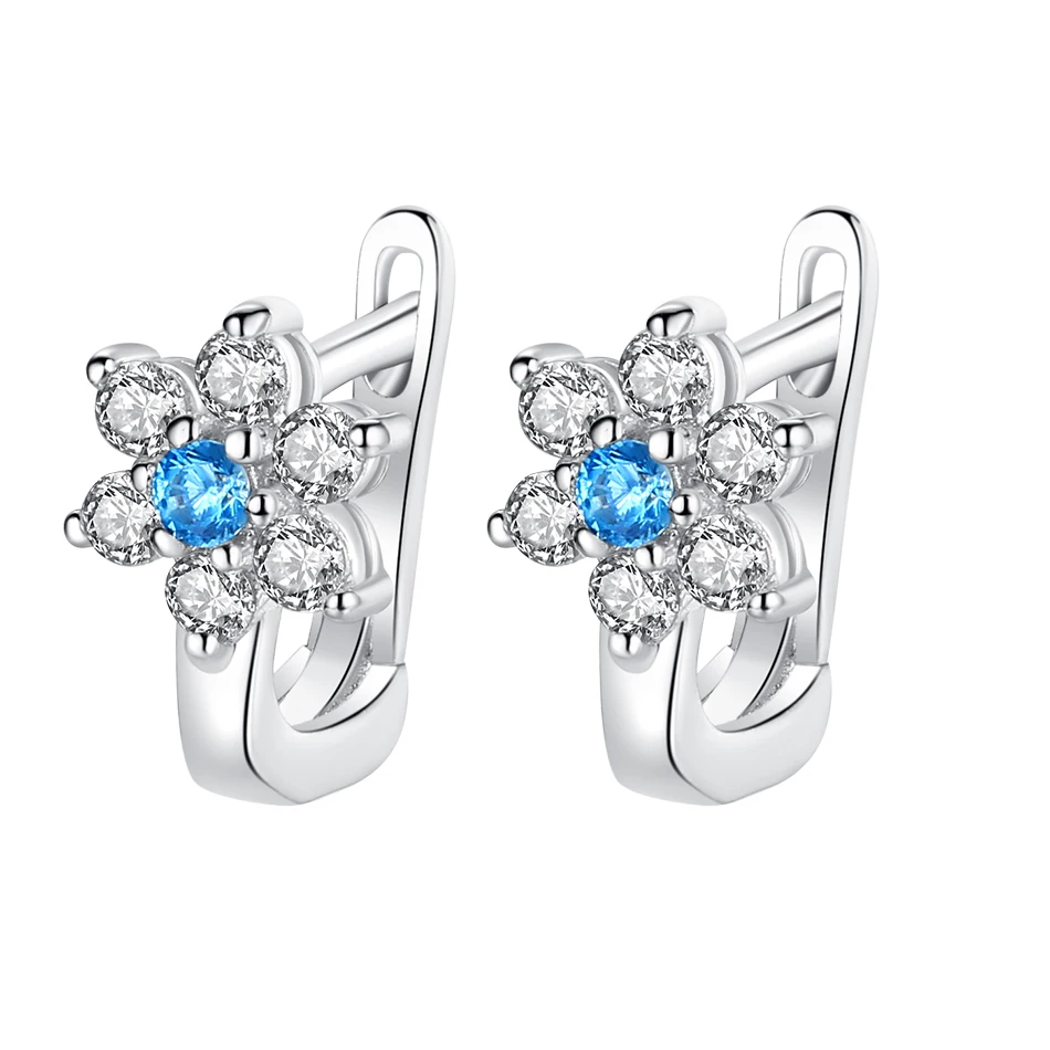 Blue Flower Hoop Earrings 925 Sterling Silver Crystal Earrings for Children Silver Jewelry Gift
Blue Flower Hoop Earrings 925 Sterling Silver Crystal Earrings for Children Silver Jewelry Gift