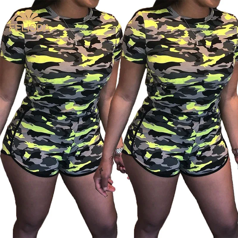 Tracksuit Women Clothing Summer Camouflage T-shirt Top And Biker Shorts Pants Two Piece Set
Tracksuit Women Clothing Summer Camouflage T-shirt Top And Biker Shorts Pants Two Piece Set