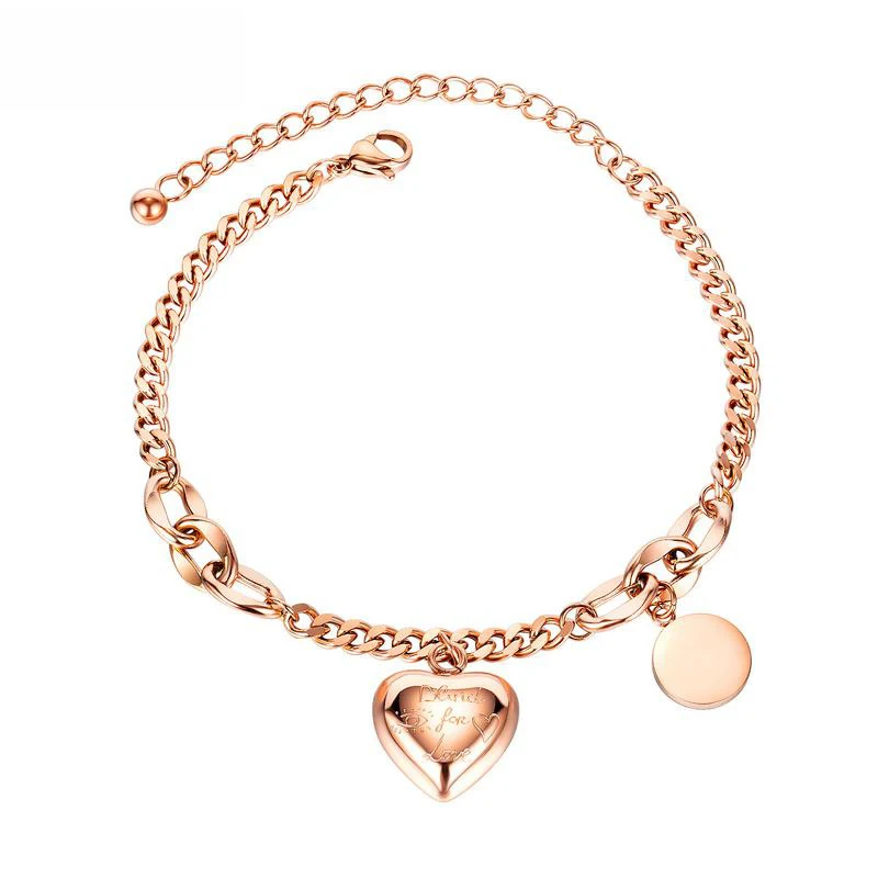 JUHU Popular jewelry wholesale simple heart shape round titanium steel bracelet female personality INS temperament bracelet, Gold/silver
JUHU Popular jewelry wholesale simple heart shape round titanium steel bracelet female personality INS temperament bracelet, Gold/silver